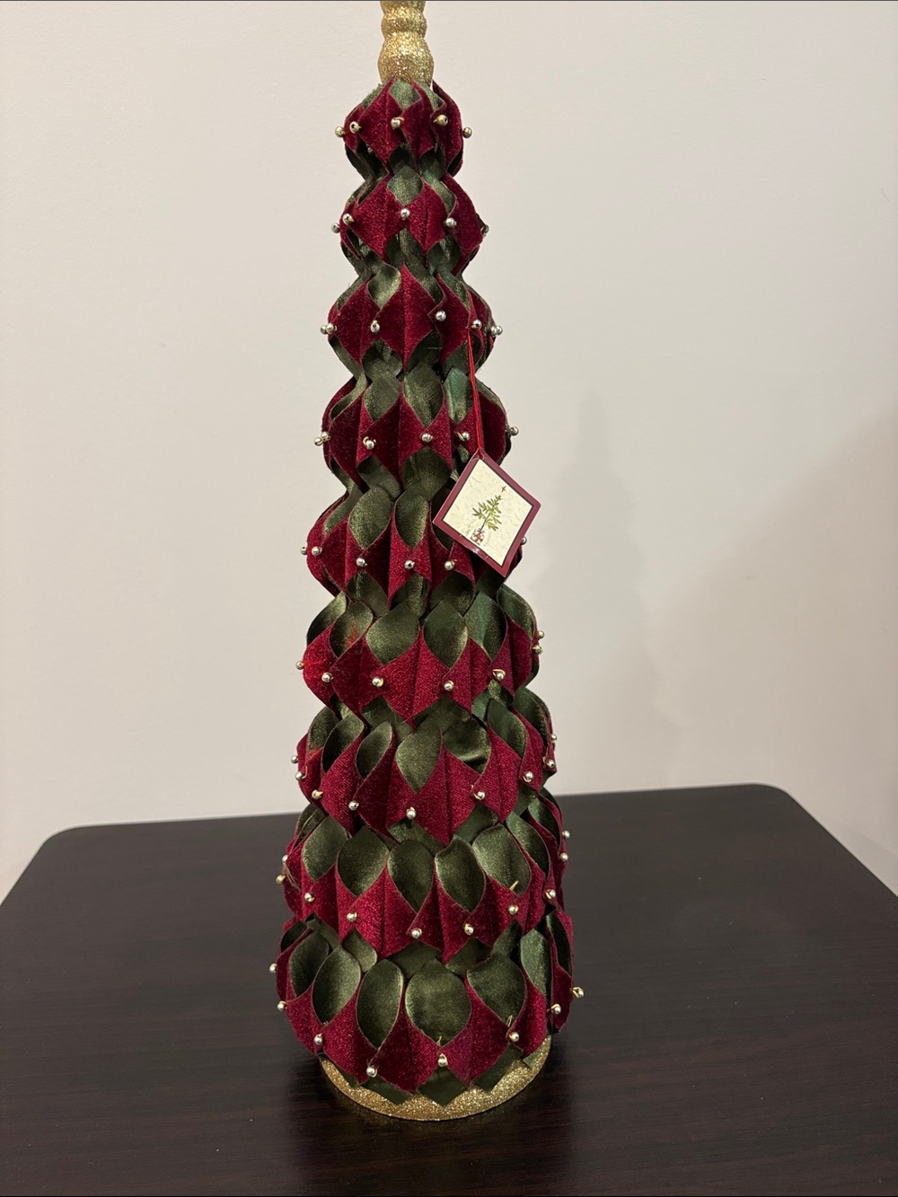 Amscan Grasslands Road Burgundy and Green Ribbon Tabletop Christmas Tree
19” h